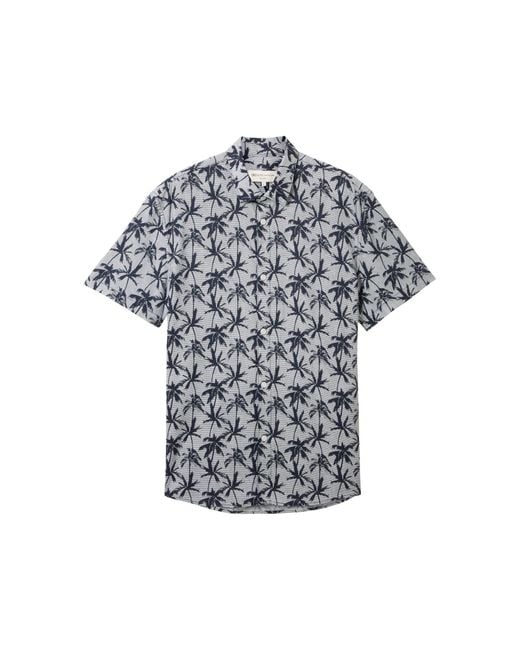 Tom Tailor Kurzarmhemd relaxed printed shirt in Gray für Herren