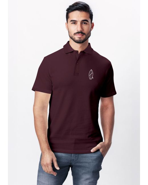 Neverless Poloshirt Surfbrett Kurzarm Polohemd aus Baumwolle mit Print in Red für Herren