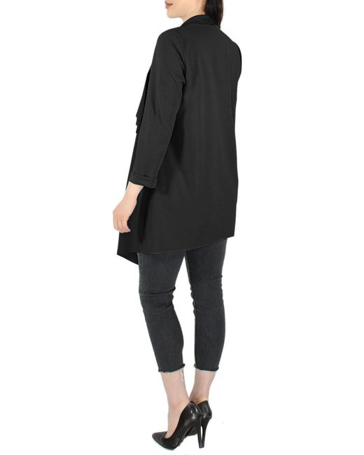 dy_mode Black Cardigan Wasserfall-Optik