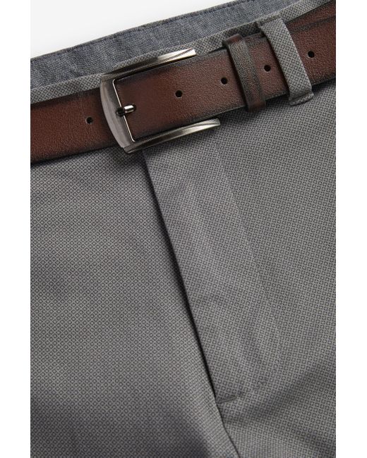 Next Weiche Straight Fit Chinohose mit Print und Gürtel (2-tlg) in Gray für Herren