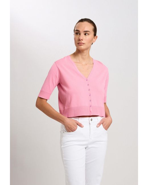 MARC AUREL Pink Strickjacke mit Kurzarm