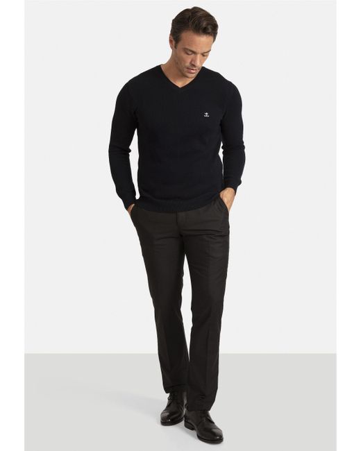 Sir Raymond Tailor Pullover Liva mit elegantem V-Ausschnitt in Black für Herren