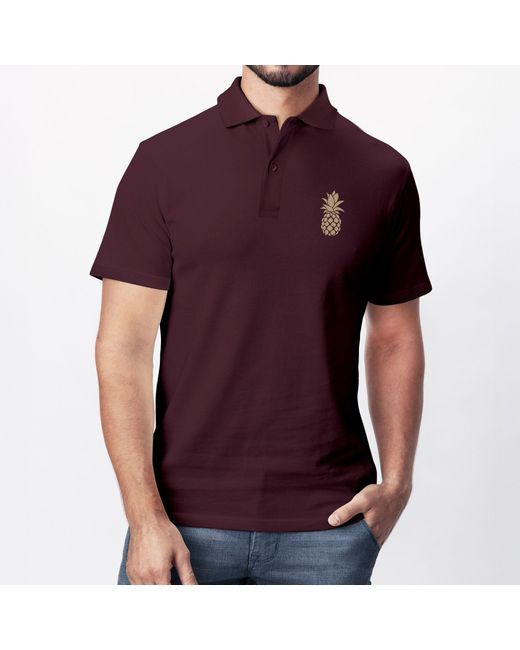 Neverless Poloshirt Ananas – Kurzarm Polohemd aus Baumwolle – mit Print in Red für Herren