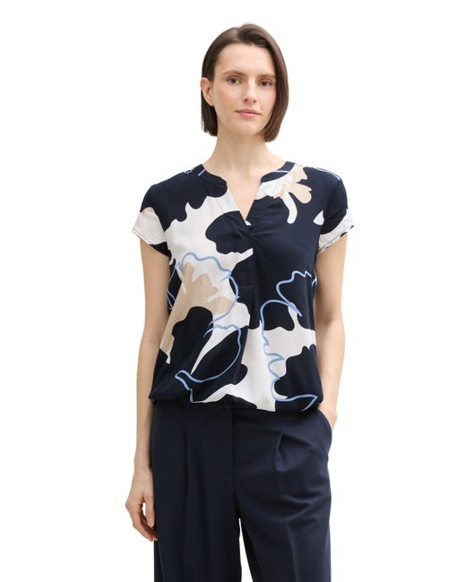 Tom Tailor Blue Kurzarmbluse mit grafischem Muster