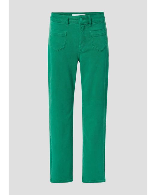 comma casual identity Green Stoffhose Straight-Leg-Hose aus Lyocellmix Garment Dye