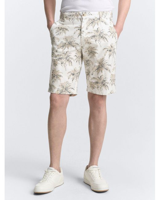 Tom Tailor Bermudas Regular Chino Shorts mit Palmen-Print in Natural für Herren