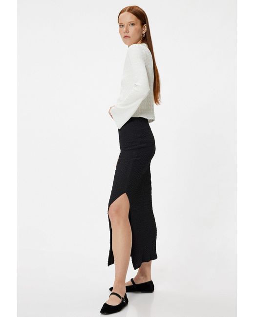 Koton White Midirock Midi Länge Mit Schlitzdetail
