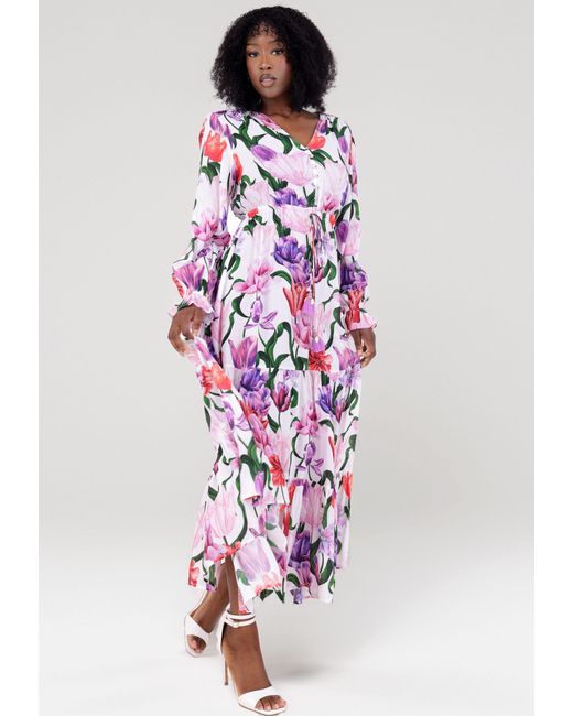 YC Fashion & Style White Sommerkleid mit Blumenprint, V-Ausschnitt und Bindegürtel, Basic