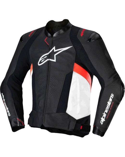 Alpinestars Motorradjacke Missile V3 Motorrad Lederjacke herausnehmbares Innenfutter in Black für Herren