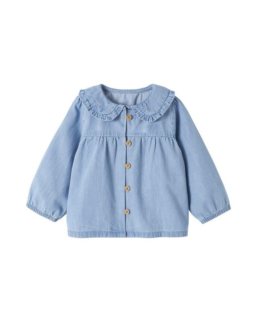 VERTBAUDET Blue Langarmhemd Baby Bluse aus Light-Denim