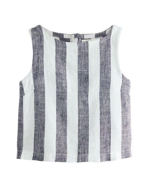Next Blue Shirttop Top Aus Leinengemisch (1-Tlg)