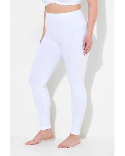 Ulla Popken White Funktionshose Leggings Skinny Elastikbund OEKO-TEX