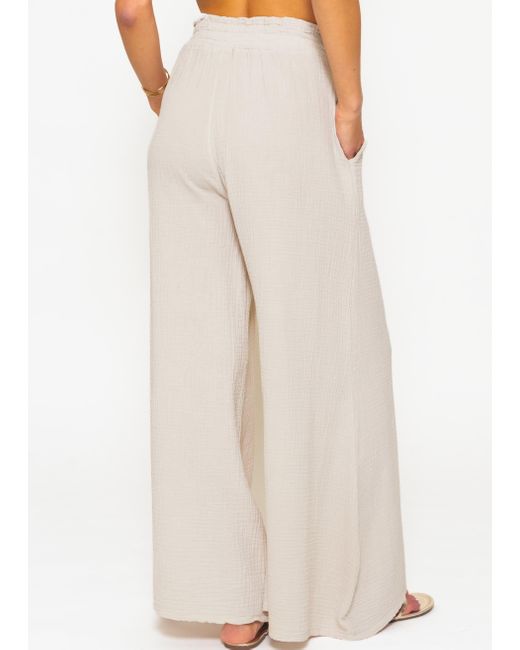 SassyClassy White Stoffhose Pants aus mit weitem Bein 100 % Baumwolle