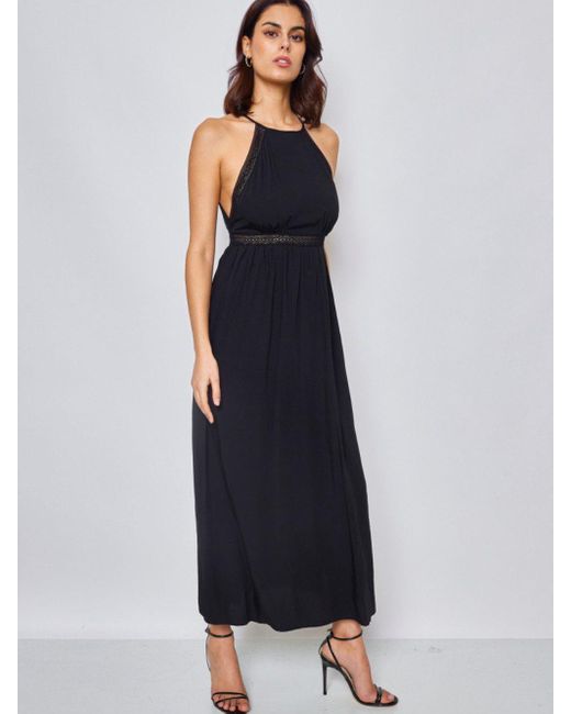 Annis Fashion & Accessoires Black Maxikleid "Perla" (1-tlg) langes sommerkleid mit Spitzendetails