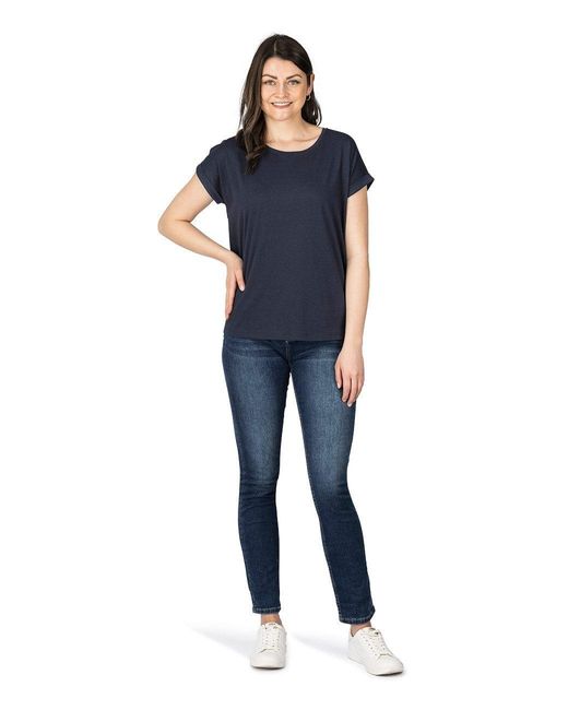 DENIMFY Blue T-Shirt Top DFSophie Regular Fit (1-tlg) kurzarm Sommershirt mit Rundhalsausschnitt