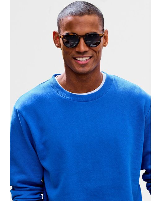 John Devin Langarm, Sweatshirt mit Rundhals, Baumwollmischung in Blue für Herren