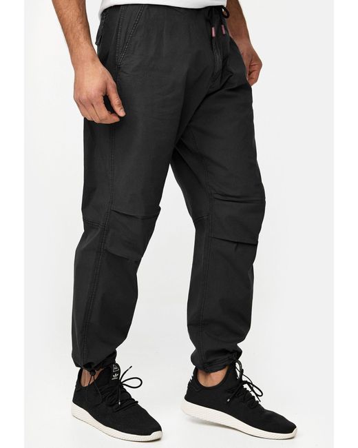 INDICODE Chinohose INPaulino mit Tunnelzug am Beinabschluss in Black für Herren