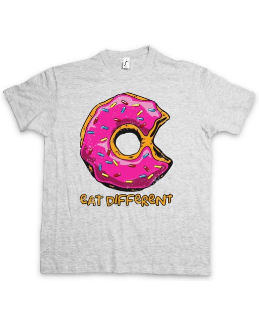 Urban Backwoods Print- Eat Different II T-Shirt Donut Fun Computer Think Anders Denken in Gray für Herren