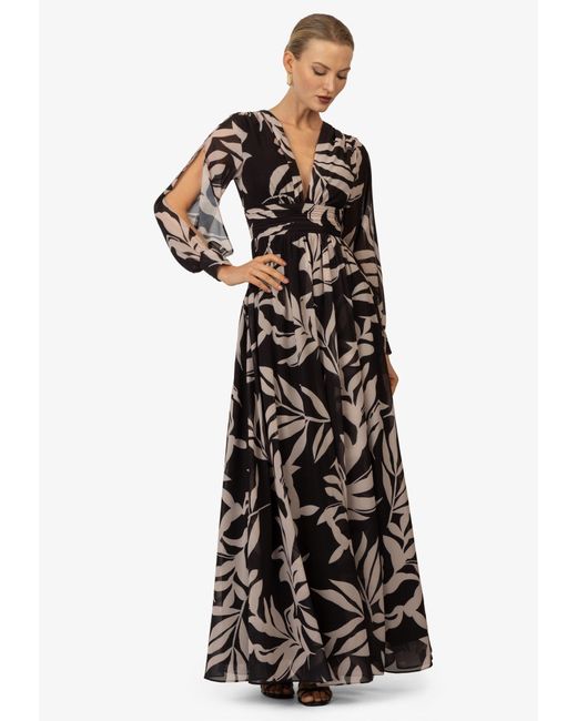 Kraimod Black Abendkleid mit V-Ausschnitt und langen Ärmeln