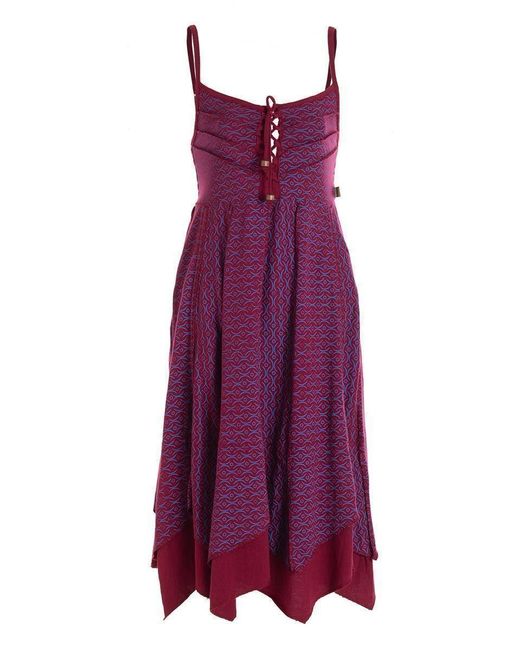 Vishes Purple Sommerkleid Sommer-Kleider längen-verstellbar Spagettiträger-Kleid Hippi