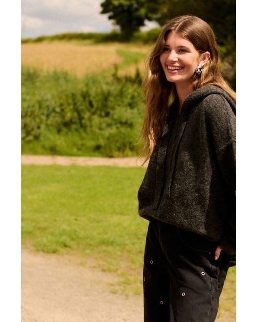 Next Black Kapuzenpullover Relaxed-Fit Übergroßer gestrickter Kapuzenullover (1-tlg)