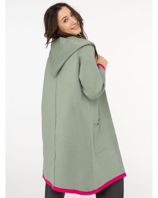 Zwillingsherz Green Strickjacke "Mona" mit kontrastfarbenem Hingucker-Besatz