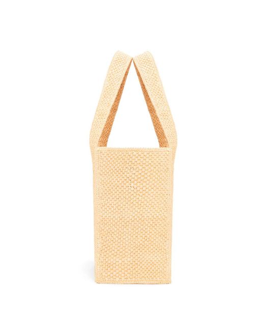 Medium Font Tote in raffia Loewe de color Natural