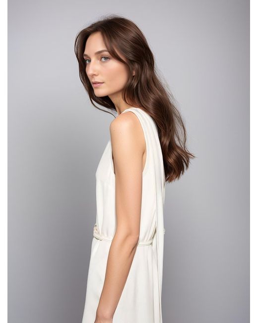 Vestido Largo De Seda, Talla Gucci de color White