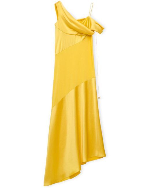 Vestido drapeado asimétrico Loewe de color Yellow
