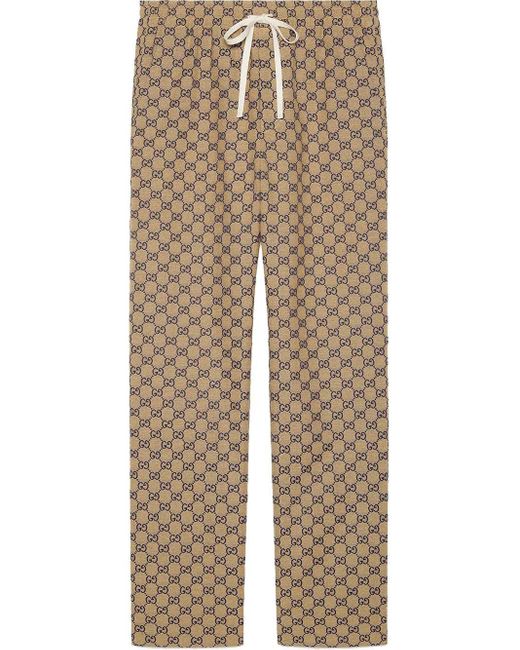 Pantalones con estampado de monograma Gucci de hombre de color Brown