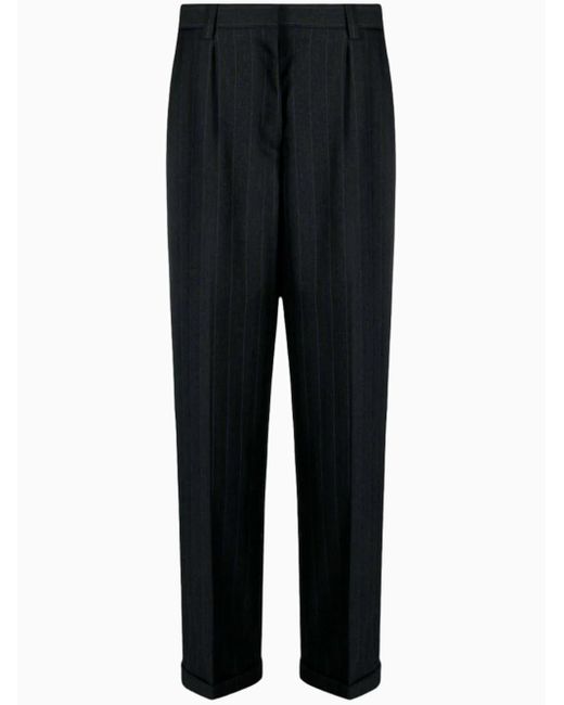 Pantalones rectos a rayas diplomáticas Miu Miu de color Black