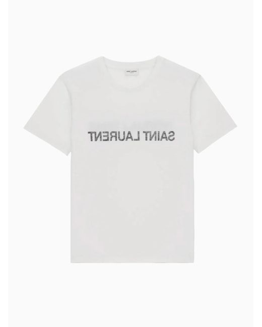 Camiseta Con Logo Reverse, Talla Saint Laurent de color White