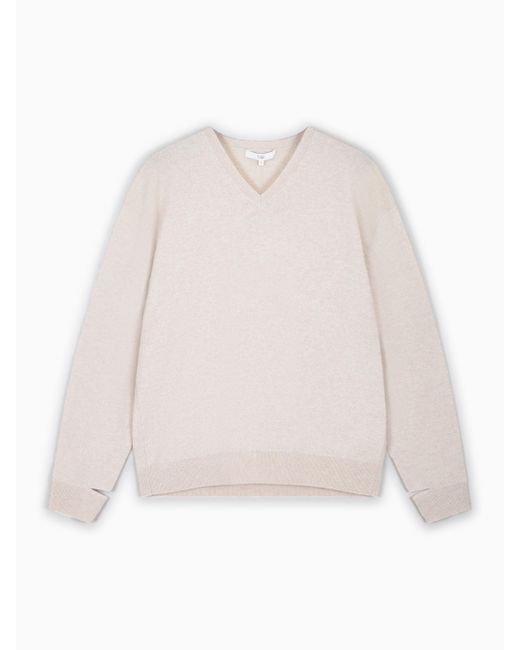 Jersey Con Cuello En V, Talla Tibi de color Natural