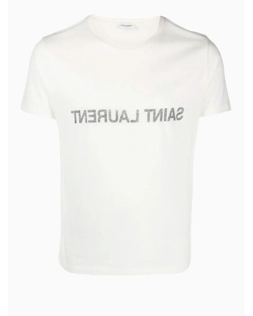 Camiseta Con Logo Reverse, Talla Saint Laurent de hombre de color White