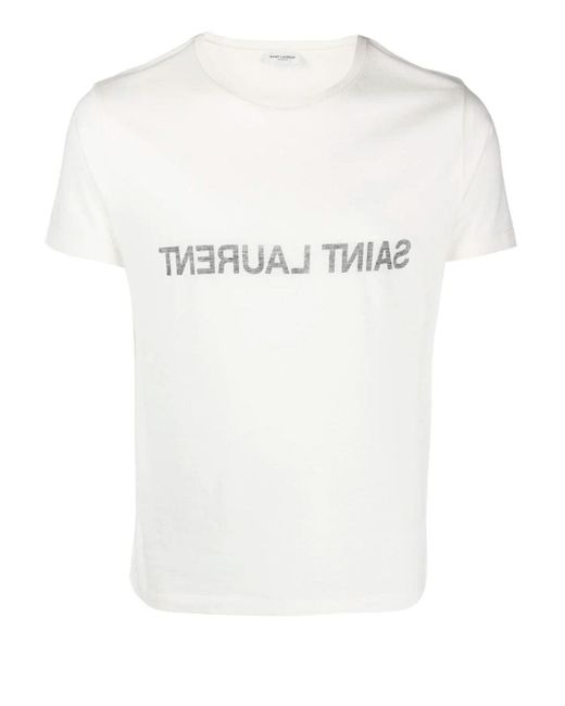 Camiseta Con Logo Reverse, Talla Saint Laurent de hombre de color White