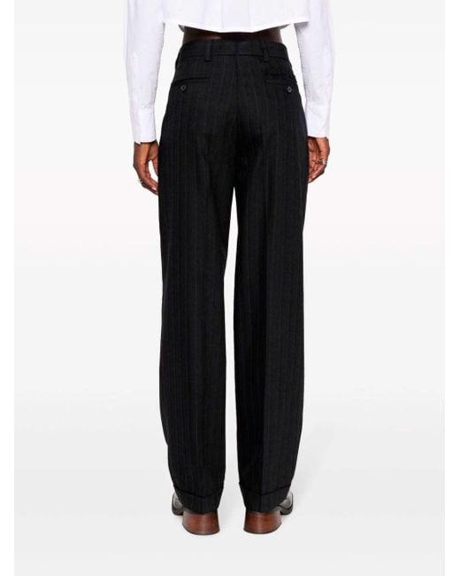 Pantalones rectos a rayas diplomáticas Miu Miu de color Black