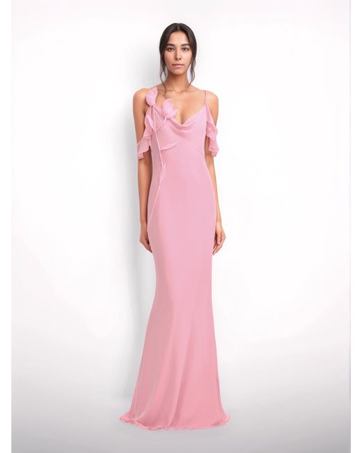 Vestido Maxi De Georgette, Talla Self-Portrait de color Pink