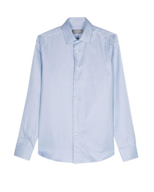 Camisa Con Print De Pata De Gallo, Talla Canali de hombre de color Blue