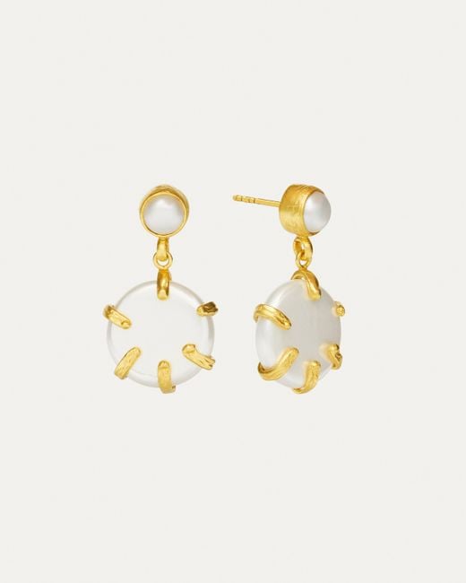 Ottoman Hands Sia Pearl Drop Stud Earrings in Metallic Lyst UK