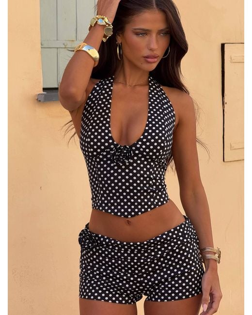 Outcast Black Piai Corset Top Polka Dot