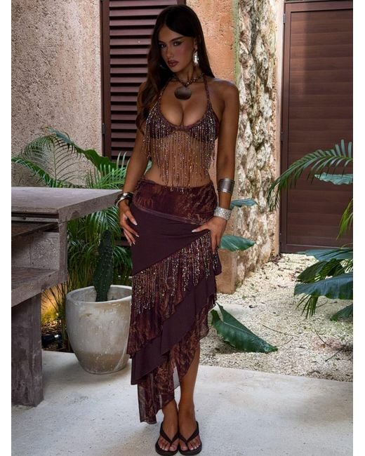 Outcast Brown Rosailina Maxi Skirt Rayella