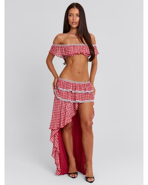 Outcast Red Betty Maxi Skirt Gingham