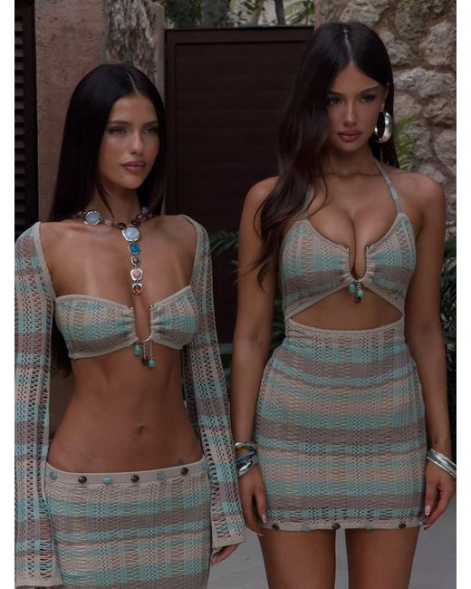 Outcast Brown Hale Mini Dress Stripe
