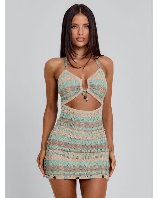 Outcast Brown Hale Mini Dress Stripe