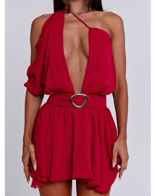 Outcast Red Erice Mini Dress Deep