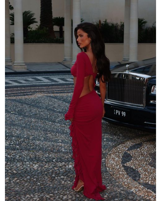 Outcast Red Elysia Maxi Dress Burgundy