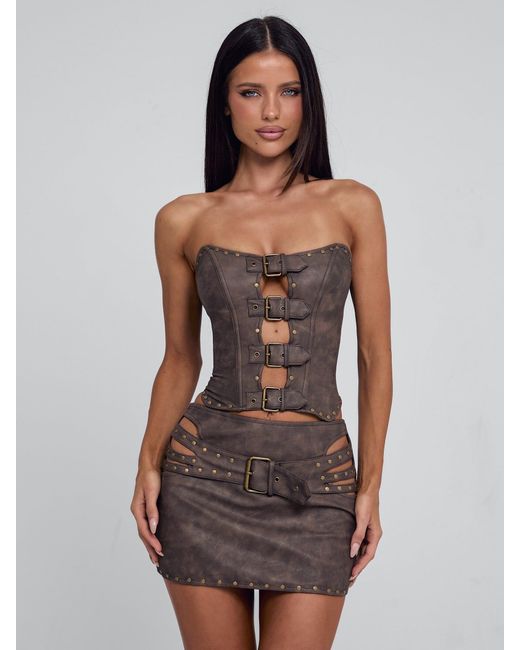 Outcast Brown Rodeo Mini Skirt Chocolate