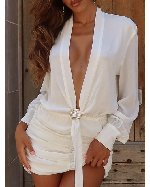 Outcast Brown Abelli Mini Dress Ivory
