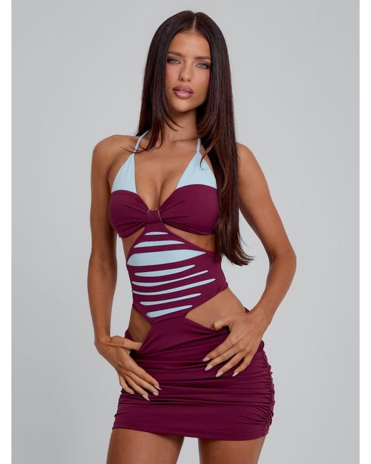 Outcast Purple Rowena Mini Dress Wine