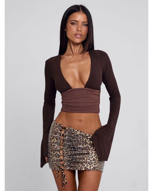 Outcast Blue Lulum Mini Skirt Leopard Sequin